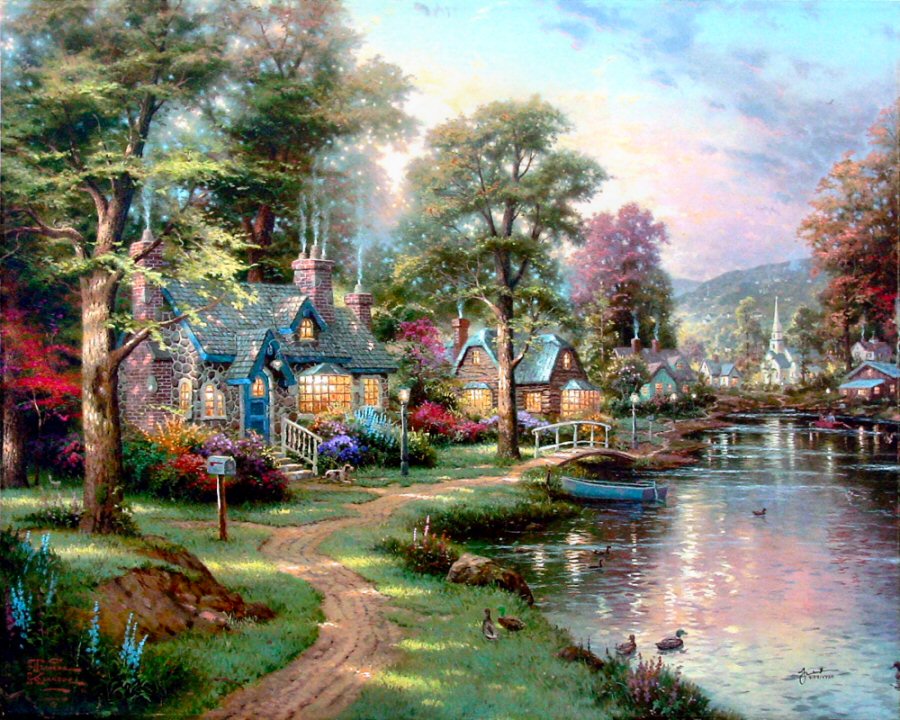 Hometown Lake (Hometown Memories IV) by Thomas Kinkade 16x20 Classic