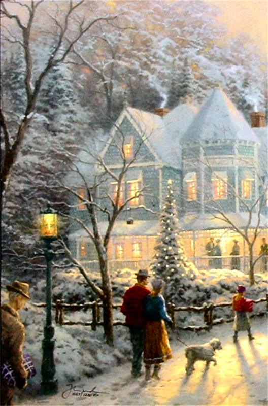 A Holiday Gathering (Christmas Cottage IX) by Thomas Kinkade 18x24