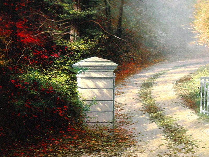 The Autumn Gate (Autumn Gate I) by Thomas Kinkade 12x16 Classic Canvas