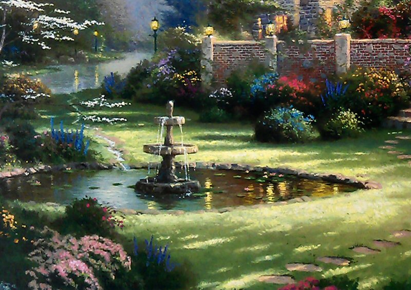 Gardens Beyond Spring Gate (Spring Gate III) by Thomas Kinkade 25½x34