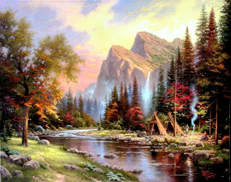 The Mountains Declare His Glory by Thomas Kinkade 20x24 Gallery Proof G