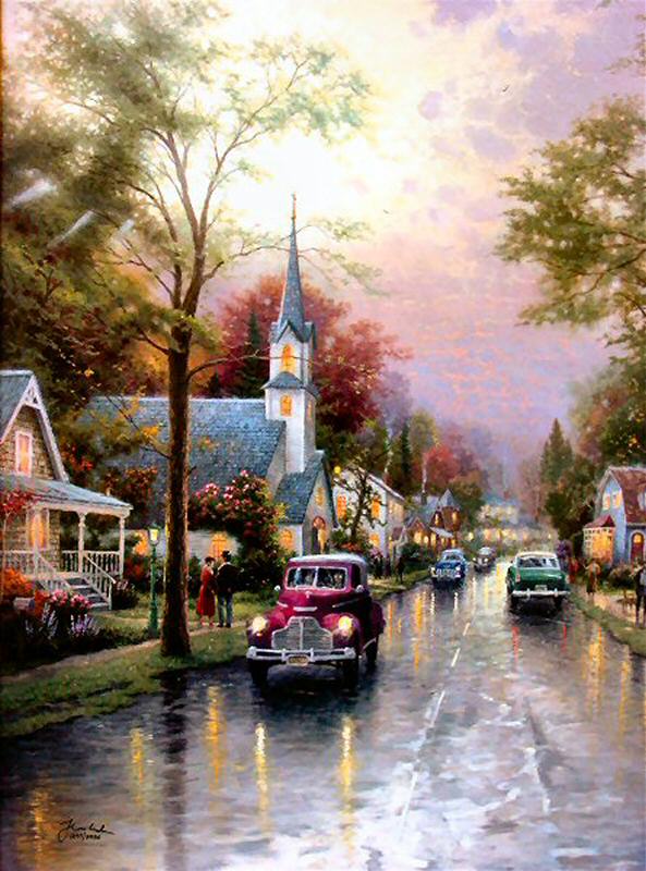 Hometown Morning (Hometown Memories VI) by Thomas Kinkade EPIC SIZE