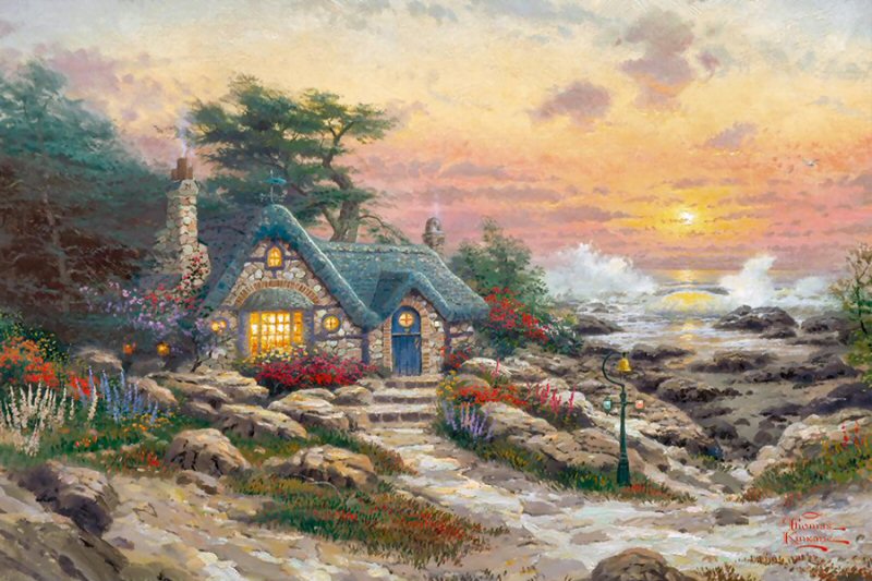 Cottage By The Sea By Thomas Kinkade 18x27 Artist Proof A P Limited 