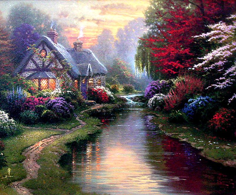 A Quiet Evening Thomas Kinkade 24x30 Signed and Numbered S/N Limited