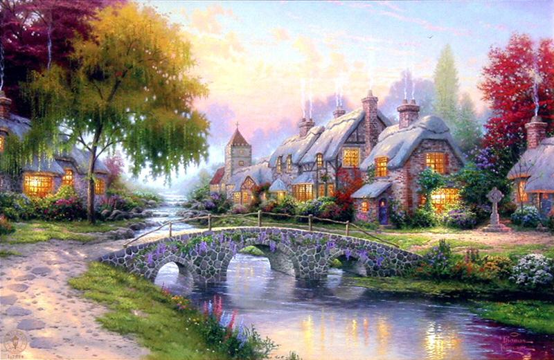 Cobblestone Bridge (Cobblestone Lane IV) by Thomas Kinkade