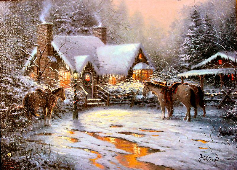 A Christmas by Thomas Kinkade 28x16 Artist Proof A/P Limited
