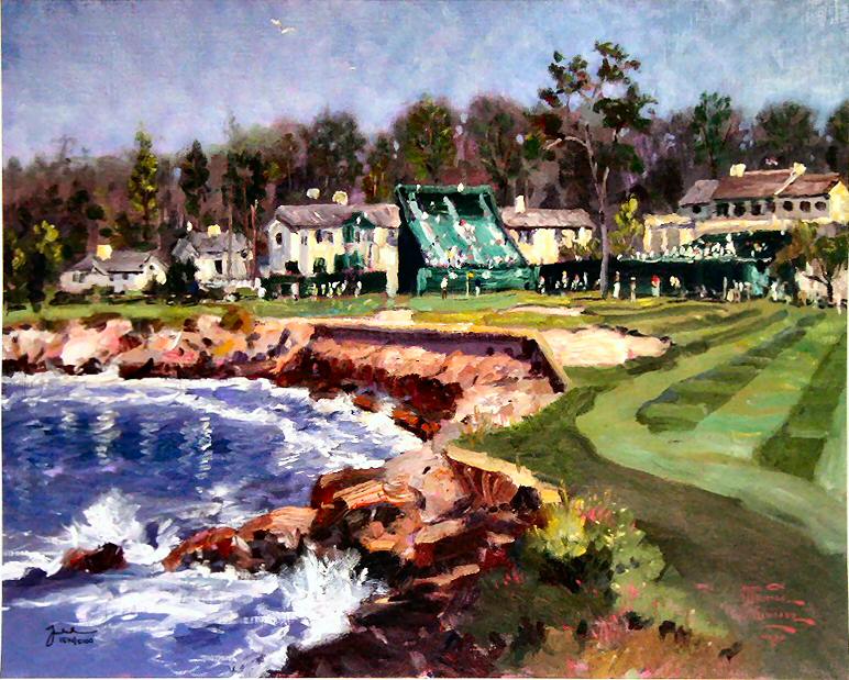 The 18th at Pebble Beach by Thomas Kinkade