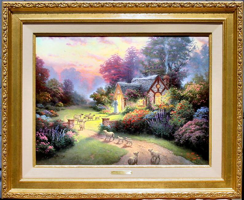 The Good Shepherd's Cottage Thomas Kinkade LARGE 25½x34 Signed and