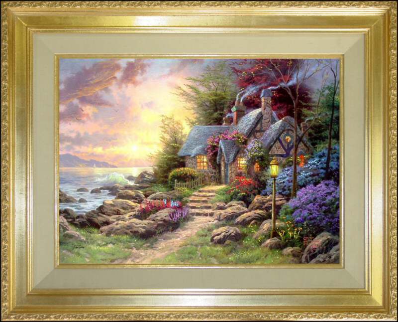 Thomas Kinkade Paintings Seaside Hideaway GP Canvas Oil eBay