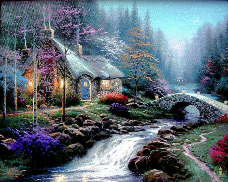 Twilight Cottage (Cottages of Light II) by Thomas Kinkade