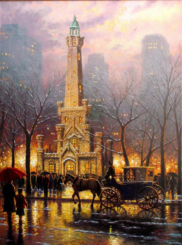 Chicago, Winter at the Water Tower by Thomas Kinkade