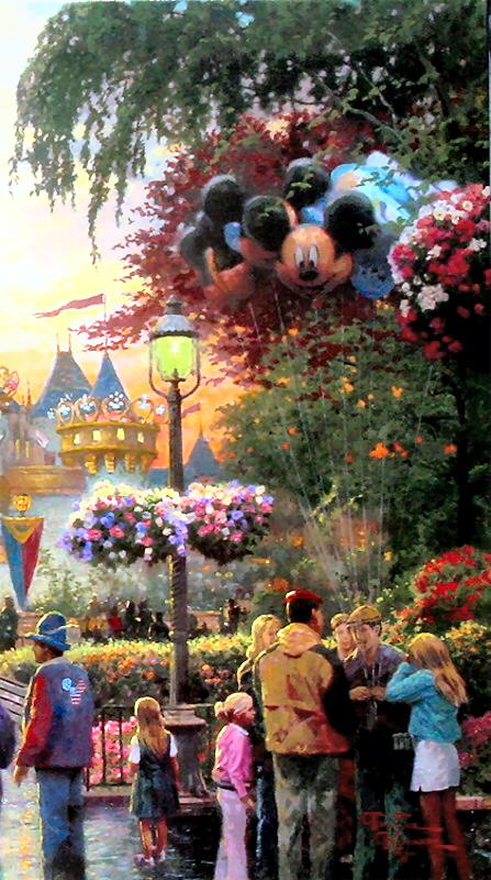 Disneyland 50th Anniversary Canvas Thomas Kinkade LARGE 24x36 Signed