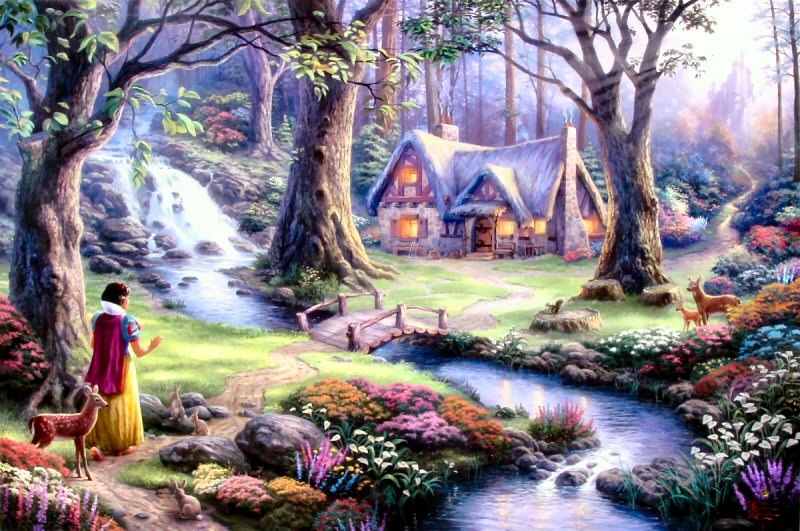 Snow White Discovers The Cottage by Thomas Kinkade