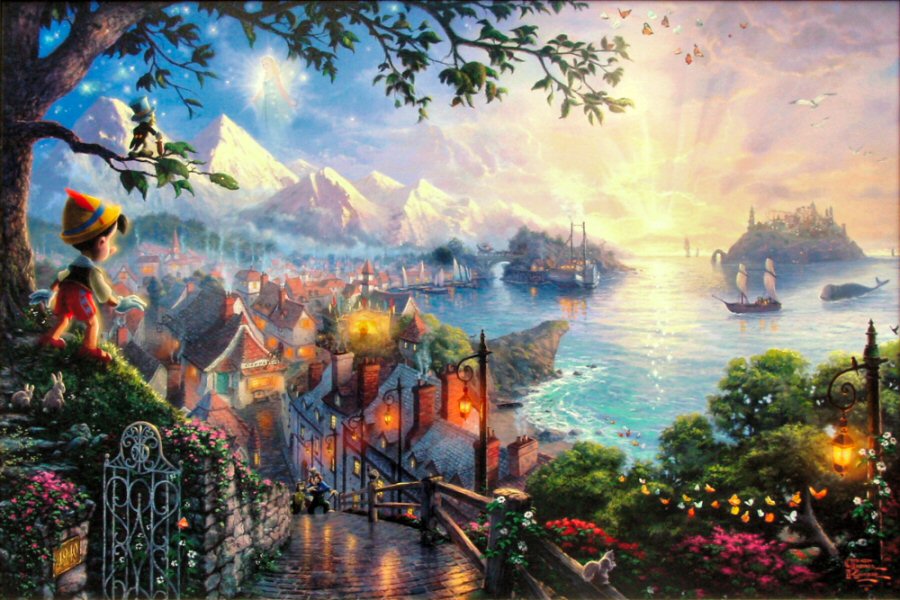 Thomas Kinkade ** Pinocchio Wishes Upon a Star (Disney Dreams II) 18 Thomas Kinkade ** Pinocchio Wishes Upon a Star (Disney Dreams II) 18