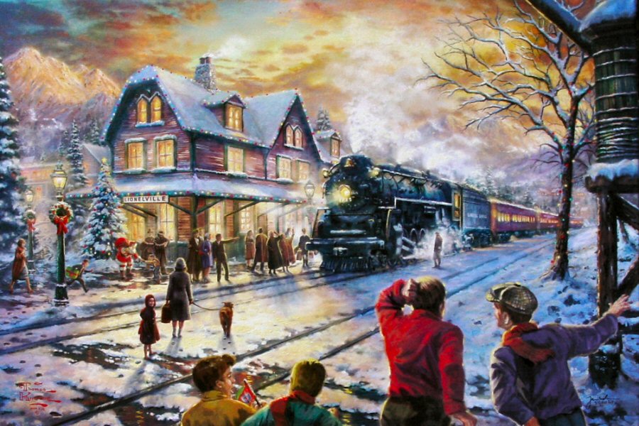 All Aboard For Christmas By Thomas Kinkade 18x27 Signed And Numbered S 